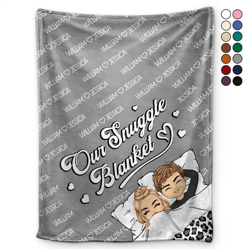 Gift For Couples, Gift For Husband, Gift For Wife - Husband And Wife Couple Chibi Our Snuggle Blanket - Personalized Fleece Blanket, Sherpa Blanket
