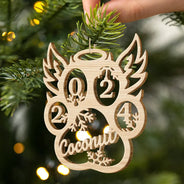 Pet Lovers - Dog Cat Paw With Custom Name For Pet Lover - Personalized Wooden Cutout Ornament