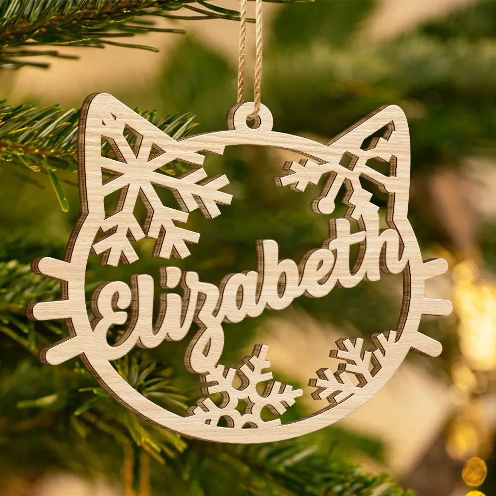 Pet Lovers - Dog Cat Paw With Custom Name For Pet Lover - Personalized Wooden Cutout Ornament