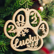 Pet Lovers - Dog Cat Paw With Custom Name For Pet Lover - Personalized Wooden Cutout Ornament