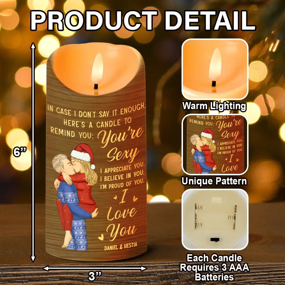 Gift For Couples, Gift For Husband, Gift For Wife, Gift For Boyfriend, Gift For Girlfriend, Anniversary - In Case I Don't Say It Enough Couples - Personalized Flameless LED Candle
