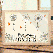 Gift For Grandma, Gift For Mother - Grandma's Garden Birth Month Flowers - Personalized Light Up Picture Frame