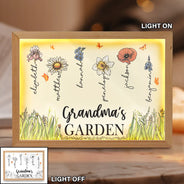 Gift For Grandma, Gift For Mother - Grandma's Garden Birth Month Flowers - Personalized Light Up Picture Frame
