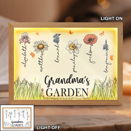Grandma's Garden Birth Month Flowers - Personalized Light Up Picture Frame