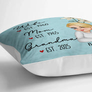 Happy,Gift For Mother,Gift For Grandma - Birth Flower Mom Grandma Great Grandma - Personalized Pillow