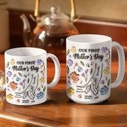 New Mom,New baby,Gift For Mother,Love - Our First Mother's Day - 3D Inflated Effect Printed Mug, Personalized White Edge-to-Edge Mug