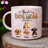 Gift For Women, Gift For Yourself, Dog Lovers, Dog Mom, Pet Lovers, Gift For Wife, Pet Mom, Gift For Mother, Happy - Best Dog Mom Ever - Personalized Marble Mug