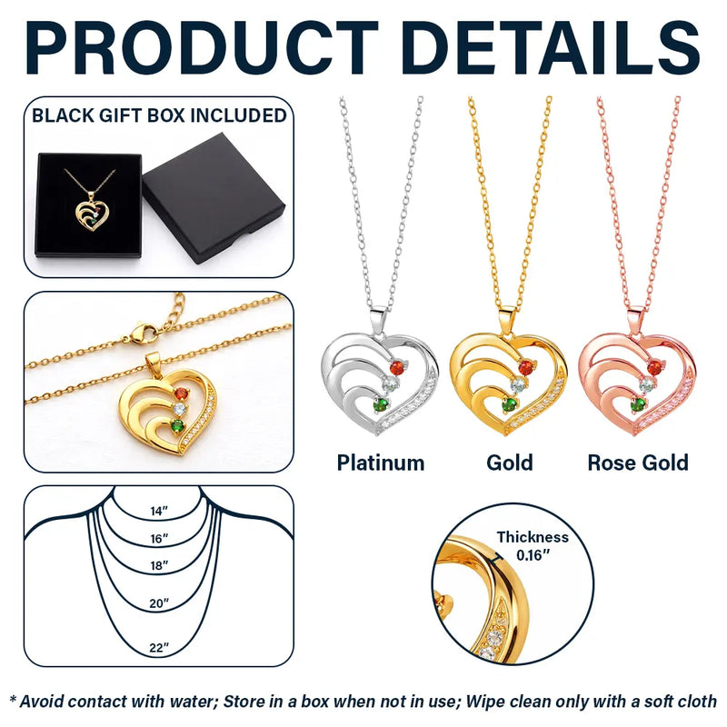 Gift For Women,Gift For Mother,Love,Happy,Gift For Wife,Gift For Couples,Gift For Girlfriend - Custom Birth Month Anniversary Mom Wife - Personalized Birthstone Heart Necklace