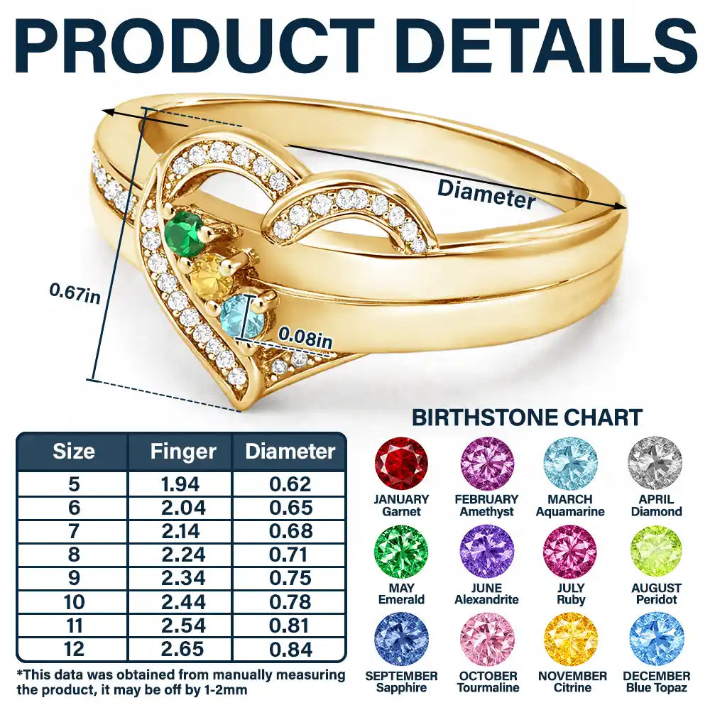 Gift For Women,Gift For Yourself,Gift For Mother,Sad,Memorial,Cat Lovers,Cat Mom,Dog Mom,Dog Lovers - You Left Paw Prints On My Heart - Personalized Birthstone Heart Ring