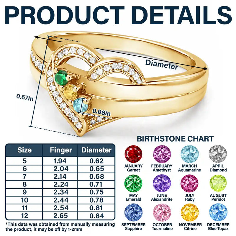 Gift For Women,Gift For Yourself,Gift For Mother,Sad,Memorial,Cat Lovers,Cat Mom,Dog Mom,Dog Lovers - You Left Paw Prints On My Heart - Personalized Birthstone Heart Ring