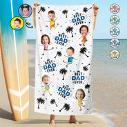 Custom Photo Best Dad Ever Coconut Palm - Personalized Beach Towel