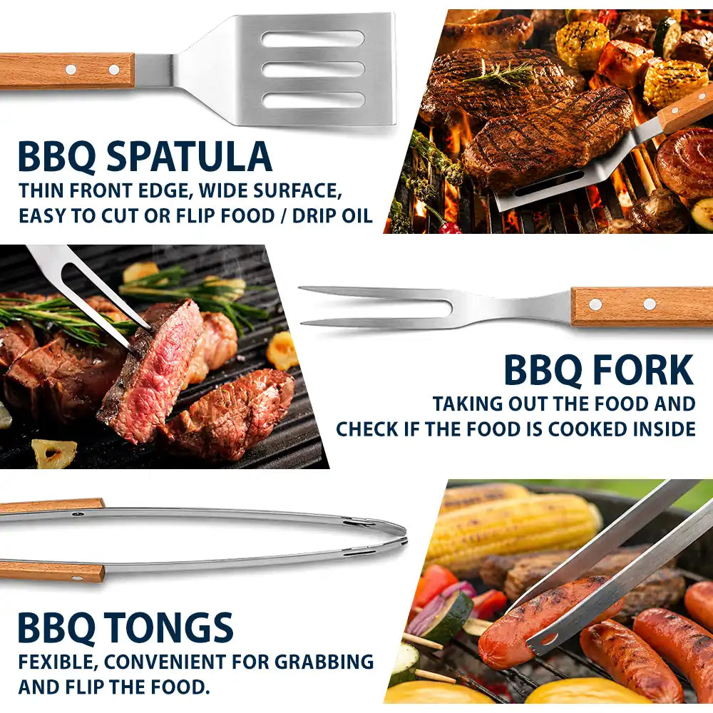 Gift For Father,Gift For Grandpa,Grandpa's Hobby,Dad's Hobby,Grilling,Non-Eng,Photo,Icon,Humorous - Custom Photo Daddy's Grilling Buddies - Personalized BBQ Tool Set With Storage Bag