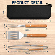 Gift For Father,Gift For Grandpa,Grandpa's Hobby,Dad's Hobby,Grilling,Non-Eng,Photo,Humorous - Custom Photo Papa's Grilling Tools - Personalized BBQ Tool Set With Storage Bag