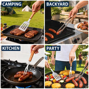 Gift For Father,Gift For Grandpa,Grandpa's Hobby,Dad's Hobby,Grilling,Non-Eng,Photo,Humorous - Custom Photo Papa's Grilling Tools - Personalized BBQ Tool Set With Storage Bag