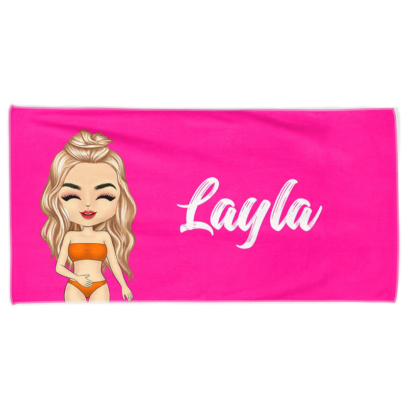 Bold Font Style Travel Beach Summer - Gift For Yourself, Family, Besties - Personalized Custom Beach Towel