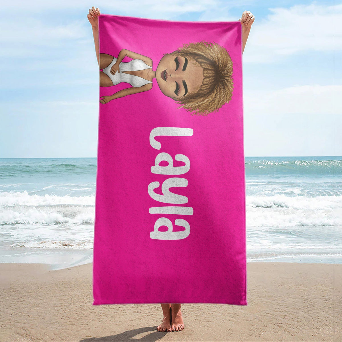 Bold Font Style Travel Beach Summer - Gift For Yourself, Family, Besties - Personalized Custom Beach Towel