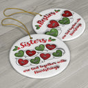 Besties Friends Are Tied Together With Heartstrings - 3D Inflated Effect Printed Ornament, Personalized Circle Ceramic Ornament