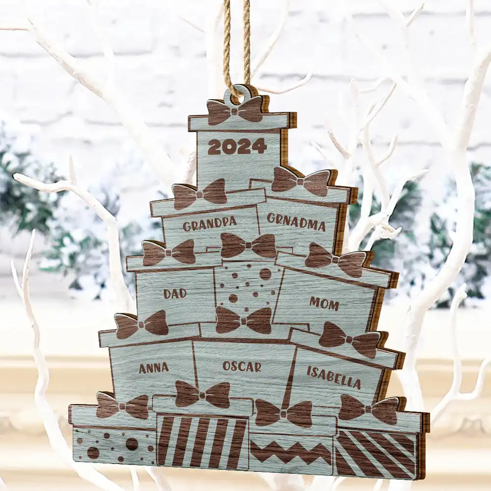 Christmas Presents - Personalized Wooden Cutout Ornament