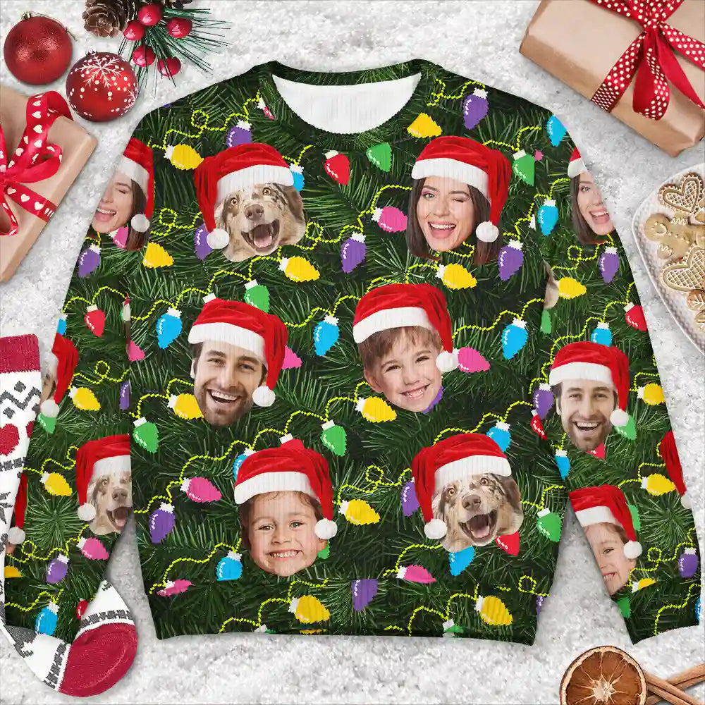 Custom Photo Xmas Led Light - Personalized Unisex Ugly Sweater