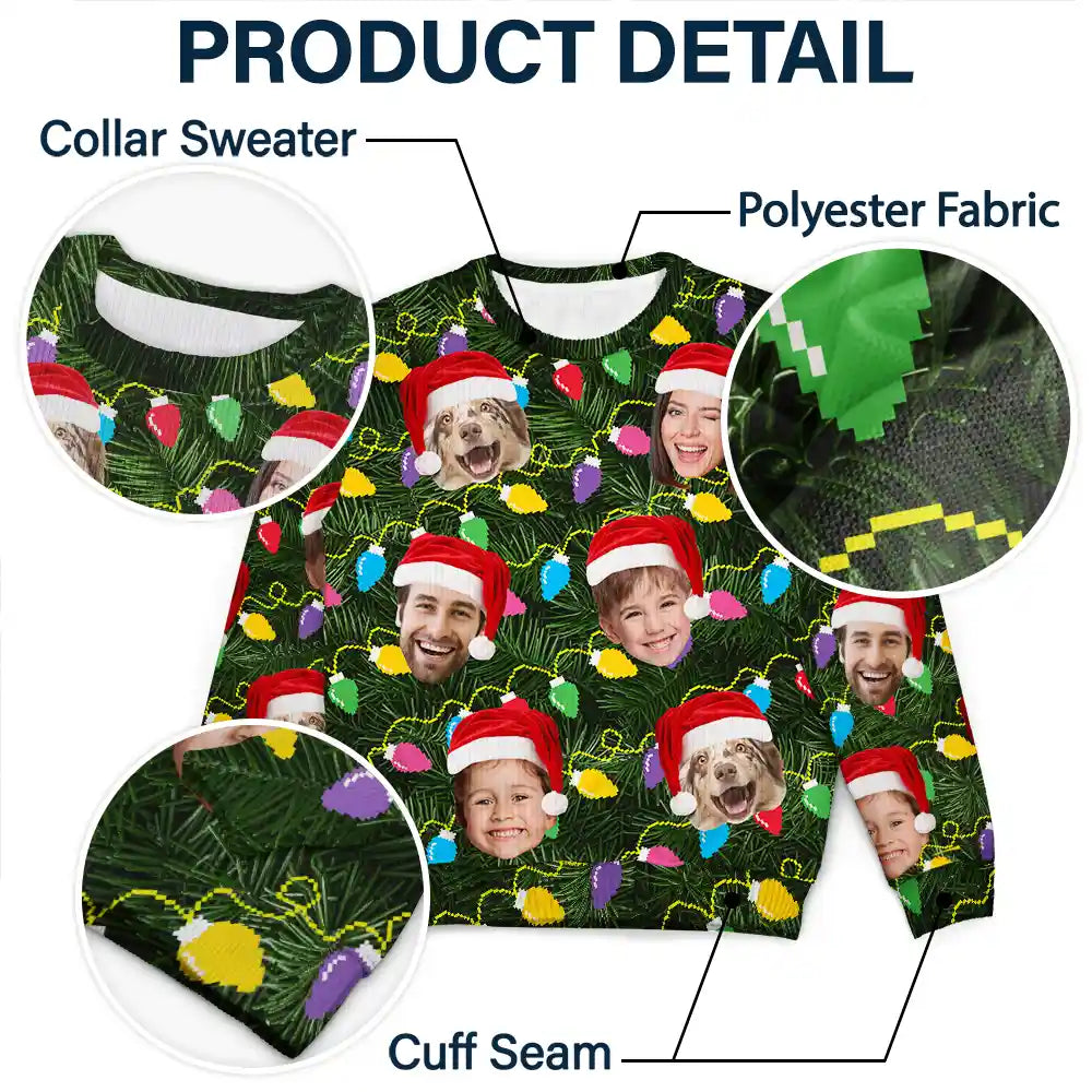 Custom Photo Xmas Led Light - Personalized Unisex Ugly Sweater
