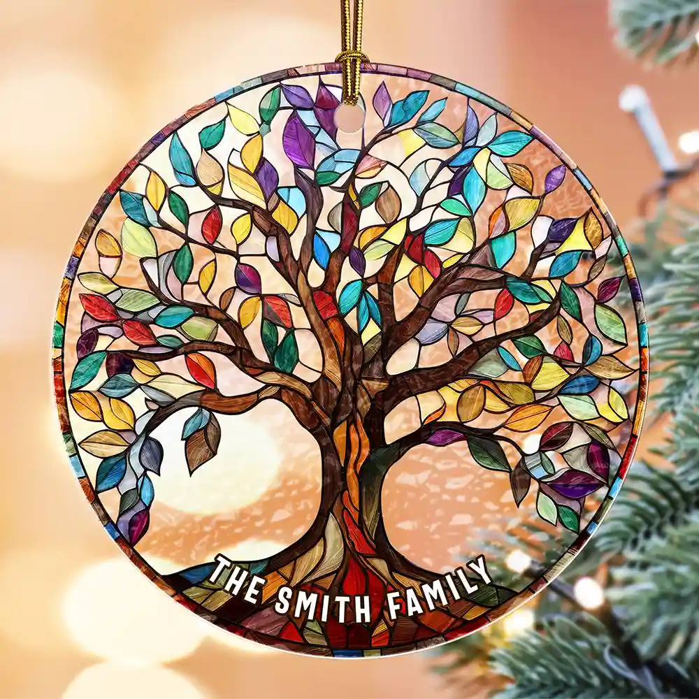 Family Tree Of Life - Personalized Stained Glass Ornament