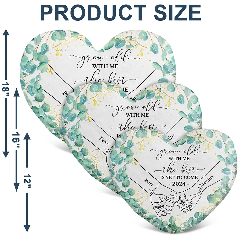 Gift For Couples,Gift For Husband,Gift For Wife,Gift For Boyfriend,Gift For Girlfriend,Wedding,Love - Newly Engaged Couple Holding Hands The Best Is Yet To Come - Personalized Heart Shaped Pillow