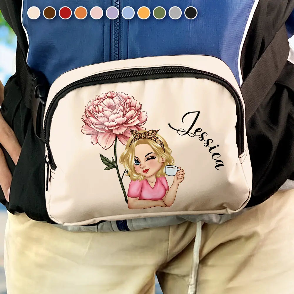 Birth Month Flower Travel Lover - Personalized Crossbody Belt Bag