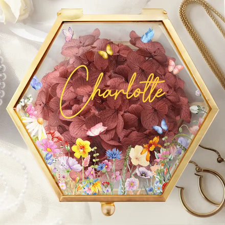 Floral Name - Personalized Glass Jewelry Box