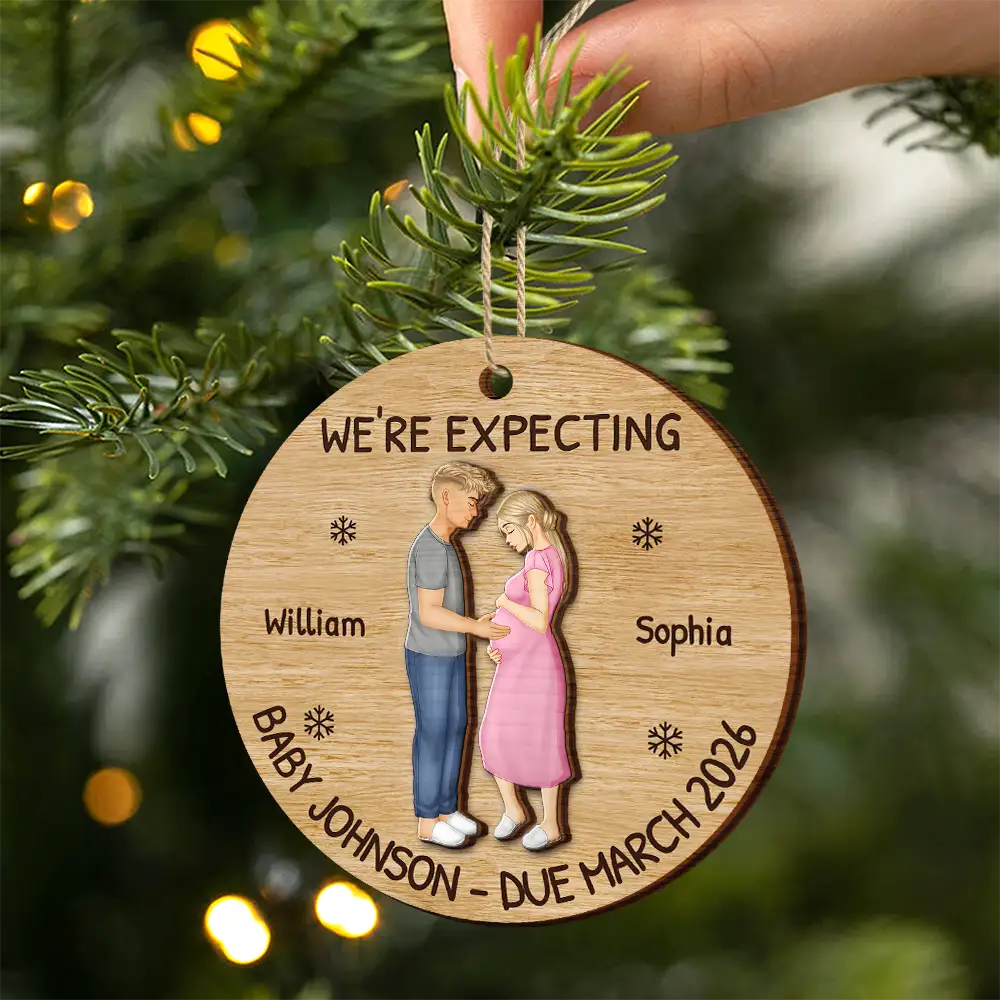 Christmas,New Dad,New baby,New Mom,Happy - Baby Expecting See You - Personalized 2-Layered Wooden Ornament