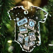 Christmas,New baby,Parents,Family,Happy - Baby First Christmas - Personalized Onesie Shaped Glass Ornament