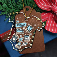 Christmas,New baby,Parents,Family,Happy - Baby First Christmas - Personalized Onesie Shaped Glass Ornament