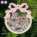 Adorable,New Mom,Christmas,Gift For Mother,Icon - Baby First Christmas Coquette - Personalized 3-Layered Acrylic Shaker Ornament