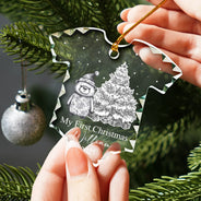 Christmas,New Dad,New baby,New Mom,Happy - Baby First Christmas Toile Pattern - Personalized Onesie Shaped Glass Ornament