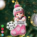 Baby First Christmas, Christmas Stocking - Personalized Custom Shaped Acrylic Ornament