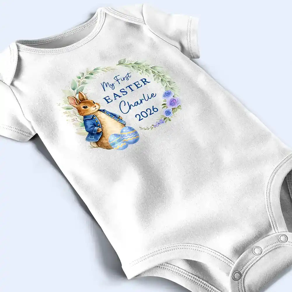 Baby First Easter With Bunny - Personalized Baby Onesie