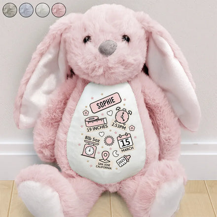 Baby's Announcement Newborn - Personalized Soft Toy Bunny