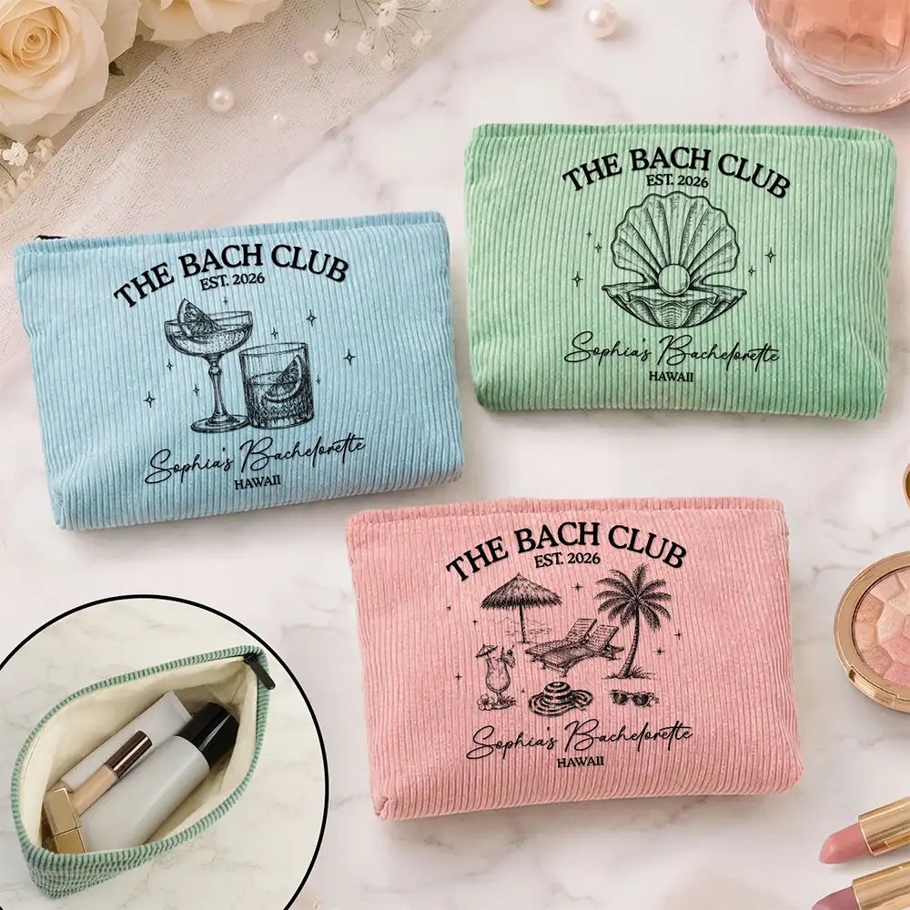 Bachelorette The Bach Club - Personalized Corduroy Makeup Bag