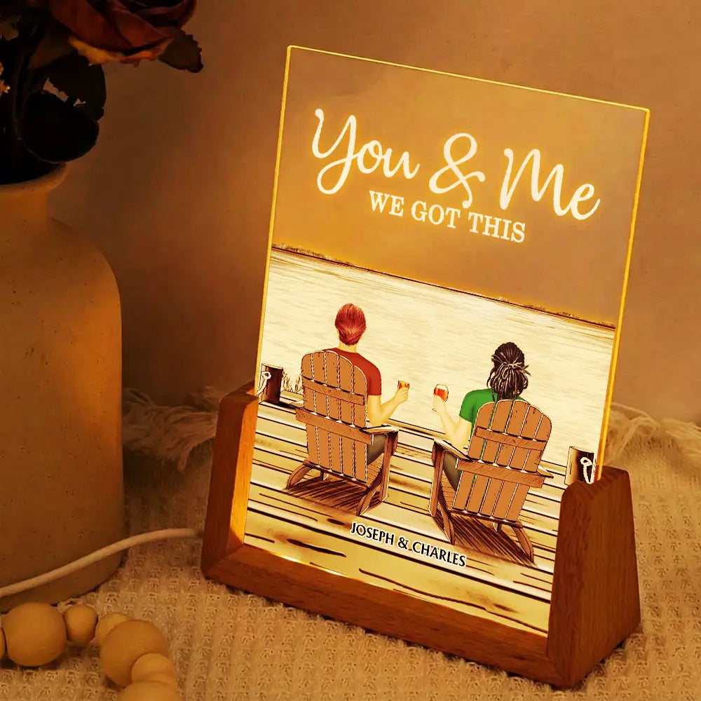 Gift For Couples,Love,Happy - Back Couple Together You And Me We Got This - Personalized Night Light