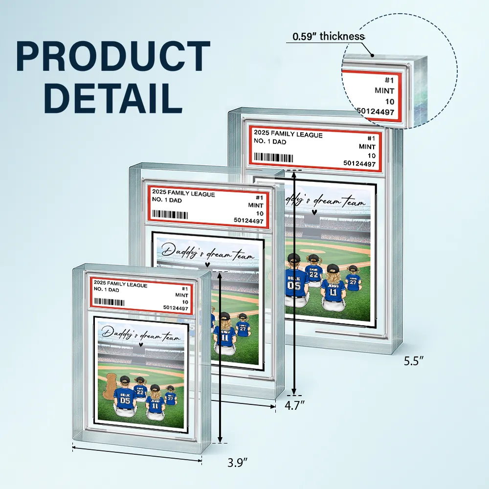 Gift For Father, Dad's Hobby, Sport Dad, Baseball, Happy, Family - Backside Baseball Family Card Style - Personalized Rectangle Shaped Acrylic Plaque
