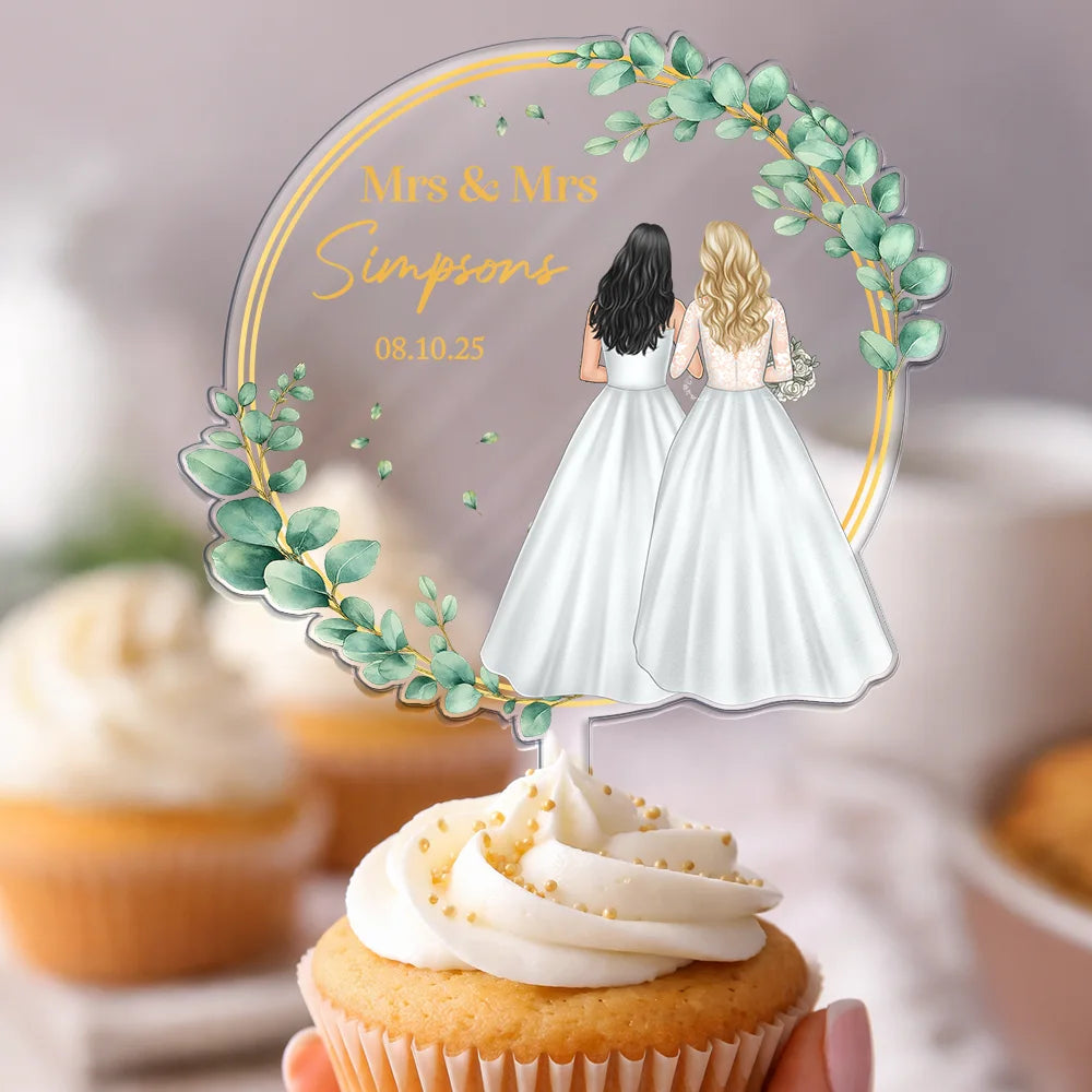 Married ,Engaged,Gift For Couples,Gift For Husband,Gift For Wife,Love,Wedding Anniversary - Backside Couple Happy Wedding - Personalized Acrylic Cake Topper