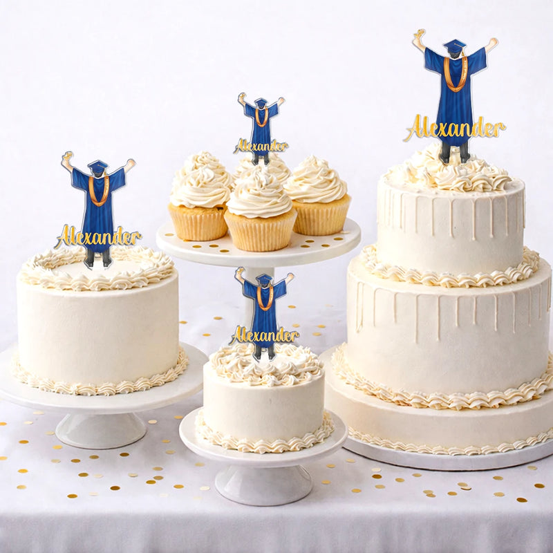 Graduation,Happy,Dad - Daughters (Adult),Gift For Daughter,Mom - Daughters (Adult),Dad - Sons,Gift For Son,Mom - Sons - Backside Woman Man Graduation - Personalized Acrylic Cake Topper