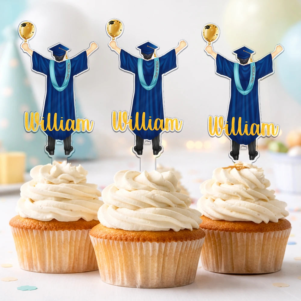 Backside Woman Man Graduation - Personalized Acrylic Cake Topper