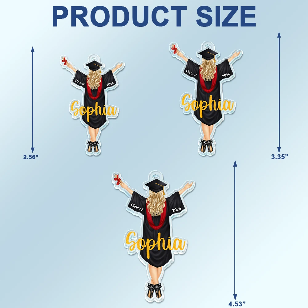 Graduation,Happy - Backside Woman Man Graduation - Personalized Acrylic Car Hanger