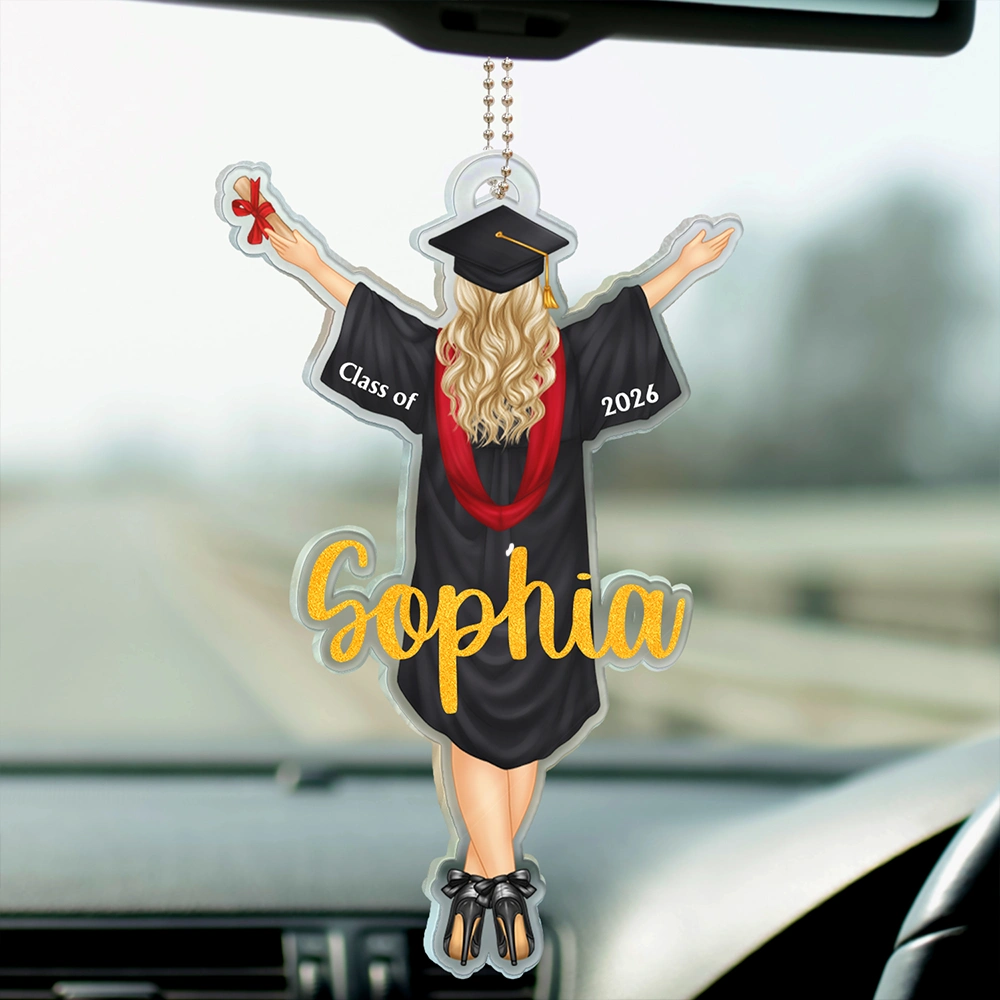 Backside Woman Man Graduation - Personalized Acrylic Car Hanger