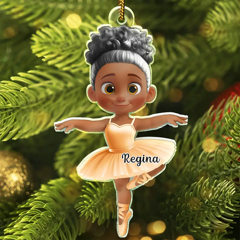 Gift For Kids,Happy,Christmas - Ballerina Cute Girl 3D Effect - Personalized Custom Shaped Acrylic Ornament