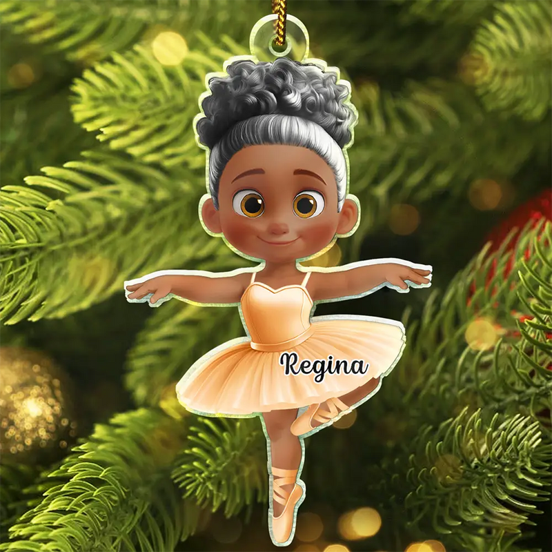 Gift For Kids,Happy,Christmas - Ballerina Cute Girl 3D Effect - Personalized Custom Shaped Acrylic Ornament