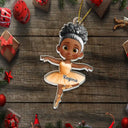 Gift For Kids,Happy,Christmas - Ballerina Cute Girl 3D Effect - Personalized Custom Shaped Acrylic Ornament