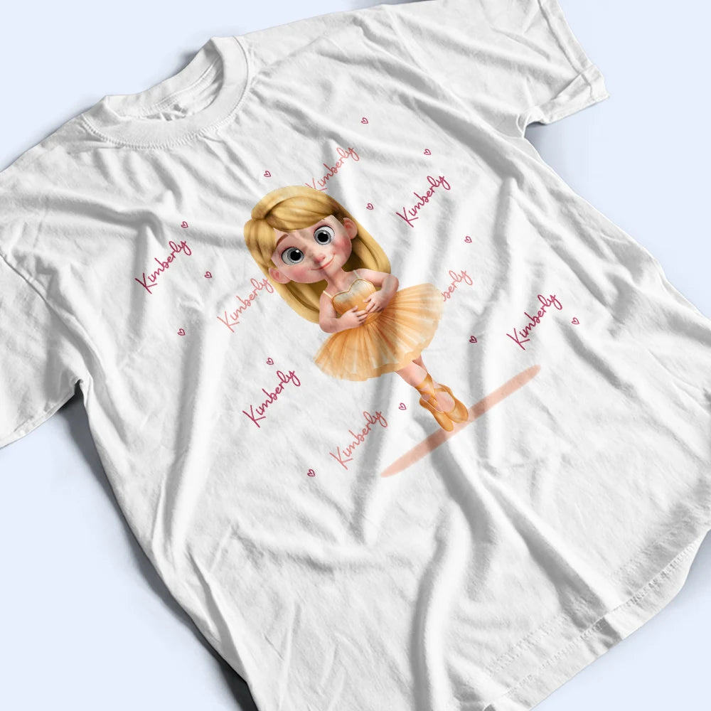 Gift For Kids,Happy - Ballerina Cute Girl 3D Effect - Personalized T Shirt