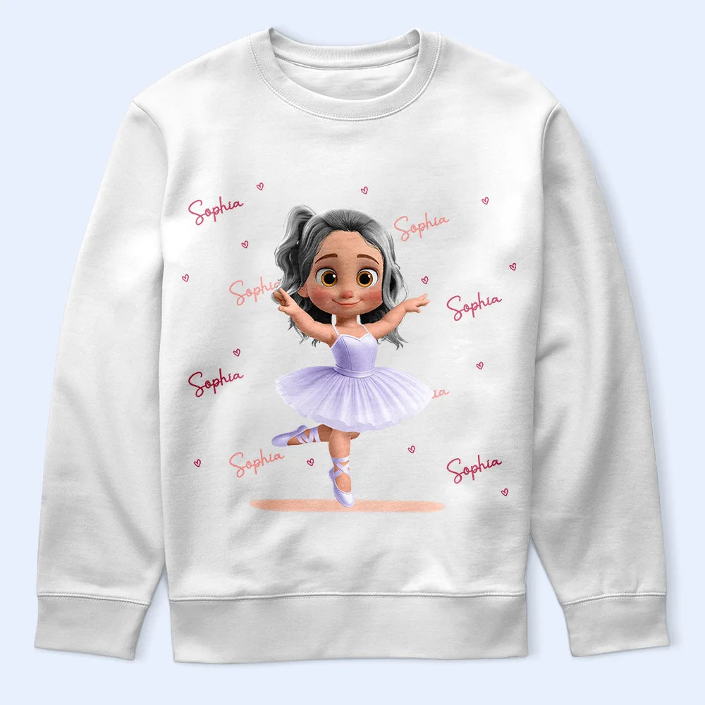 Gift For Kids,Happy - Ballerina Cute Girl 3D Effect - Personalized T Shirt
