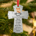 New baby, Christmas, Christian - Baptism Cross Bless This Child - Personalized Metal Ornament
